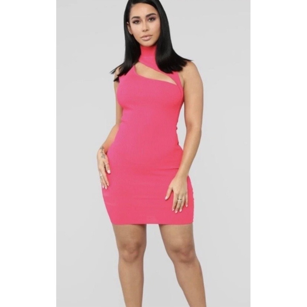 Fashion Nova Cutout Ribbed Knit Bodycon Mini Dress Women M Pink Night Out  Party